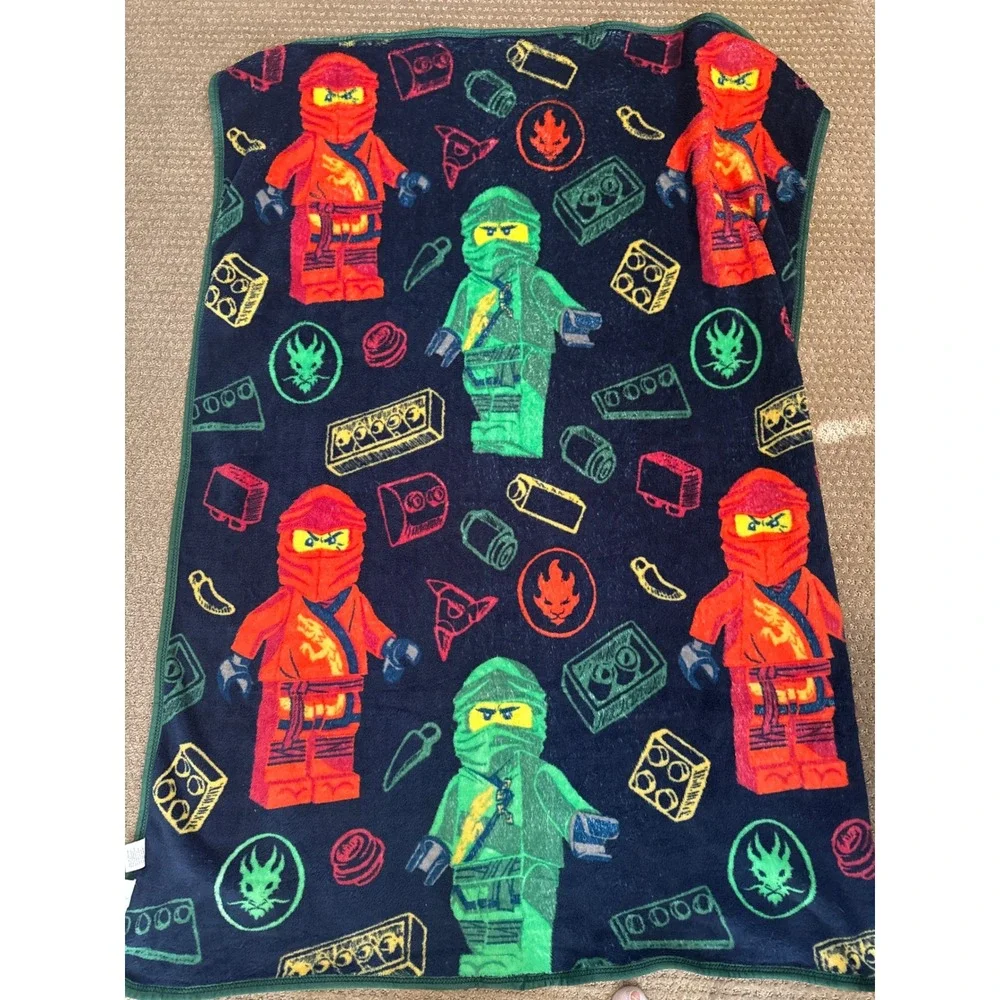 LEGO Ninjago Fleece Throw Blanket Kai Lloyd Minifigures Navy Blue 35x50 2022